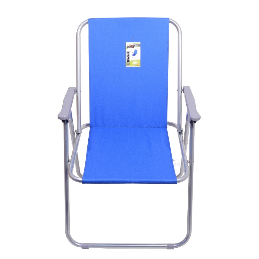 Foldable camping chair blue/matte chrome