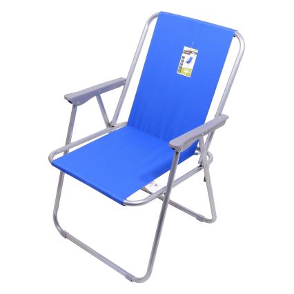 Foldable camping chair blue/matte chrome