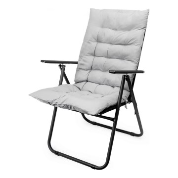 Foldable camping chair with mattress black/grey