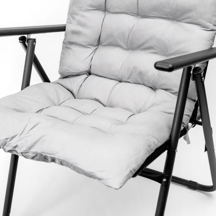 Foldable camping chair with mattress black/grey