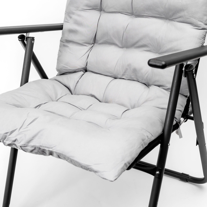 Foldable camping chair with mattress black/grey