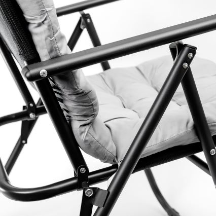 Foldable camping chair with mattress black/grey