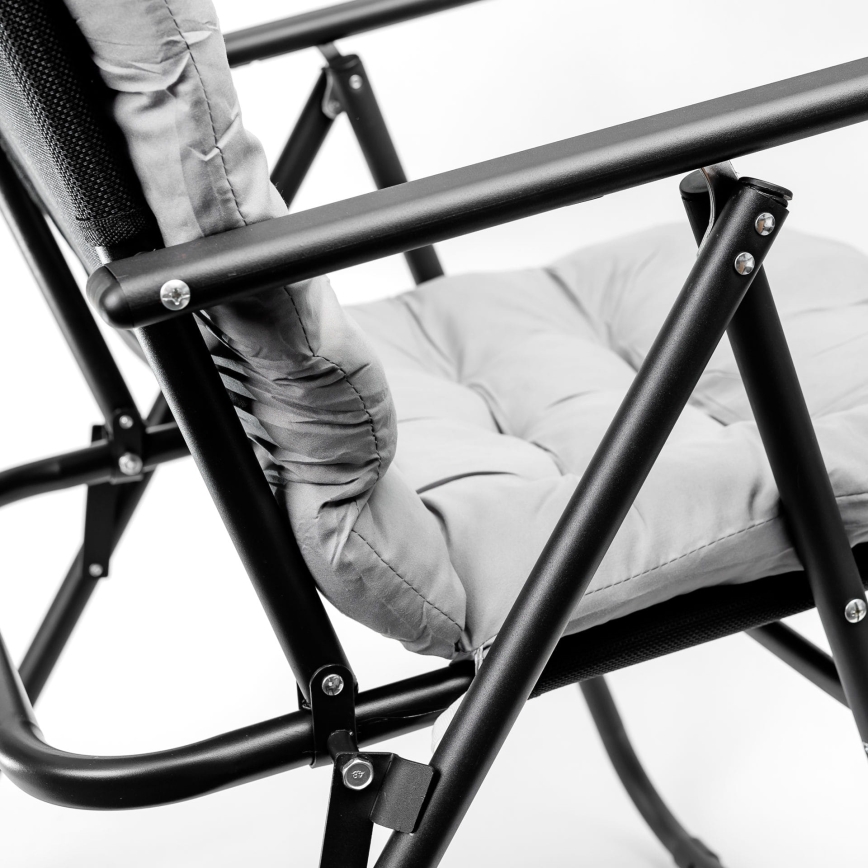 Foldable camping chair with mattress black/grey