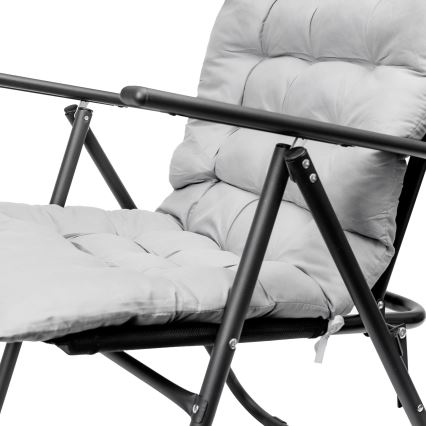 Foldable camping chair with mattress black/grey