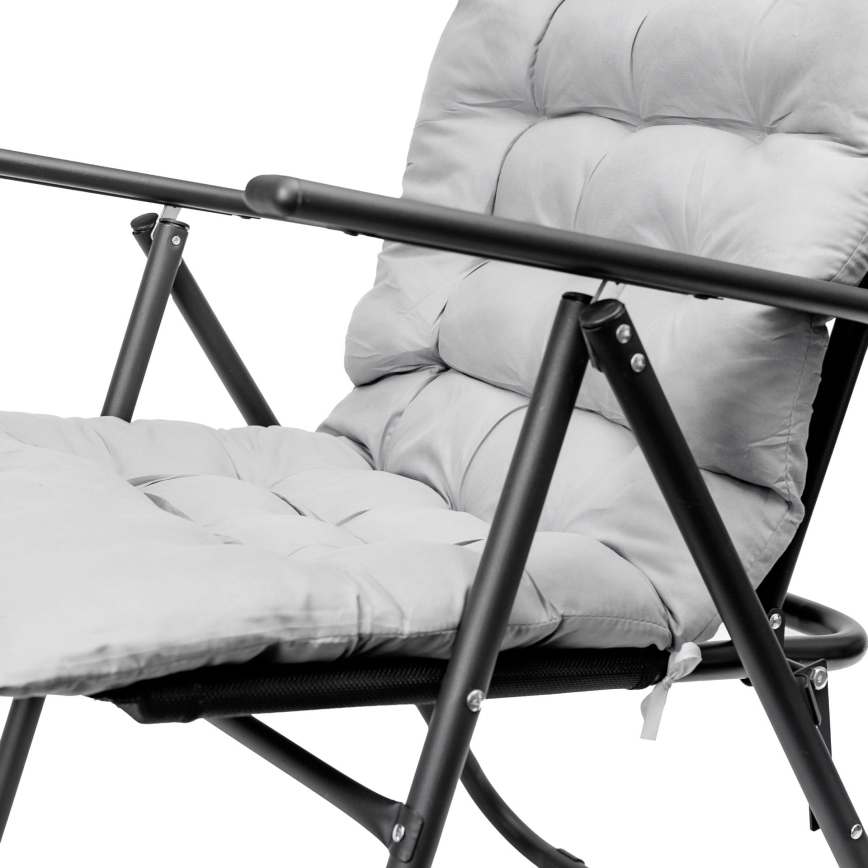 Foldable camping chair with mattress black/grey