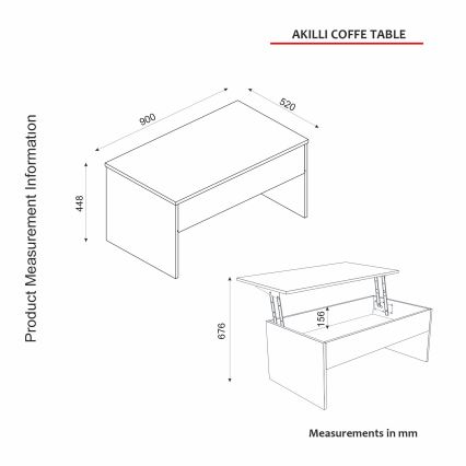Foldable coffee table AKILLI 44,8x90 cm white