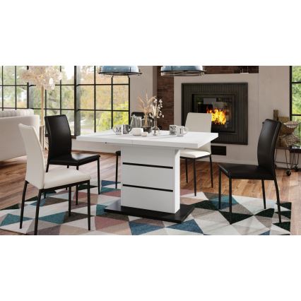 Foldable dining table PAOLO white/black