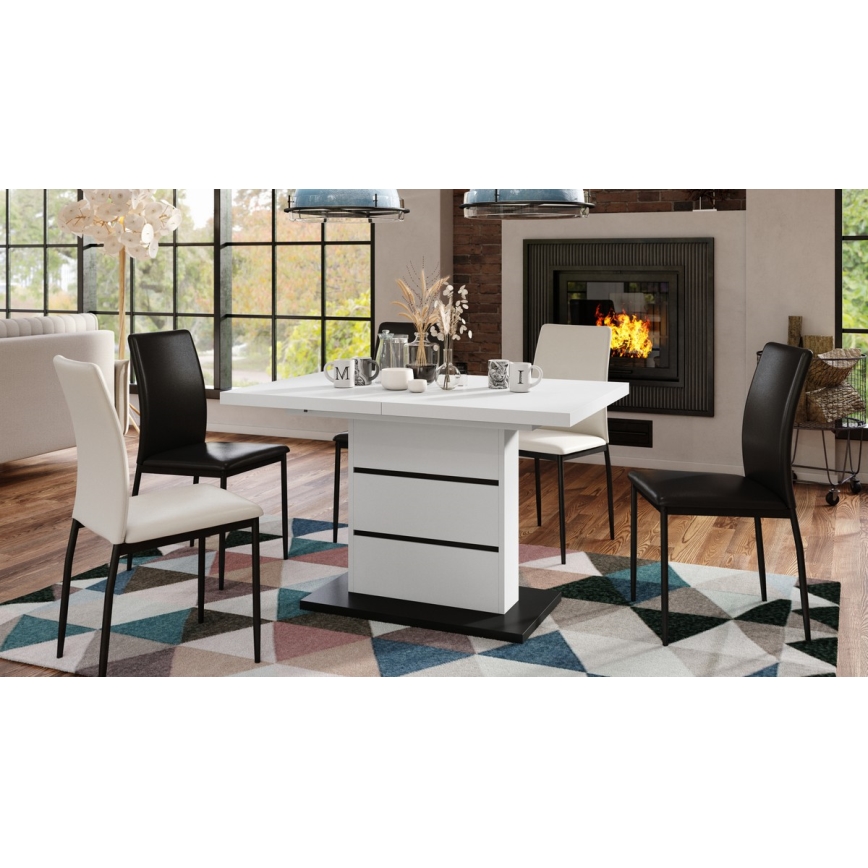 Foldable dining table PAOLO white/black