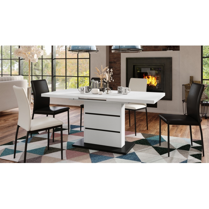 Foldable dining table PAOLO white/black