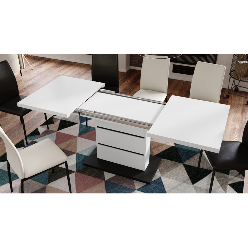 Foldable dining table PAOLO white/black
