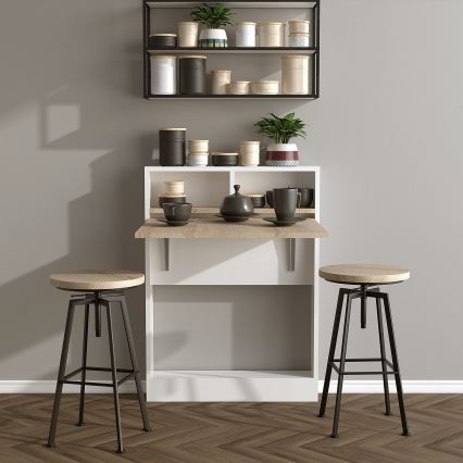 Foldable table BRACKED 96x70 cm white/brown