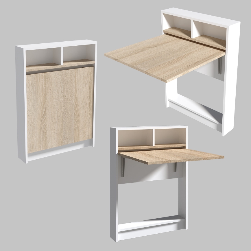 Foldable table BRACKED 96x70 cm white/brown