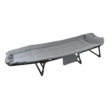 Folding adjustable camping lounger – grey