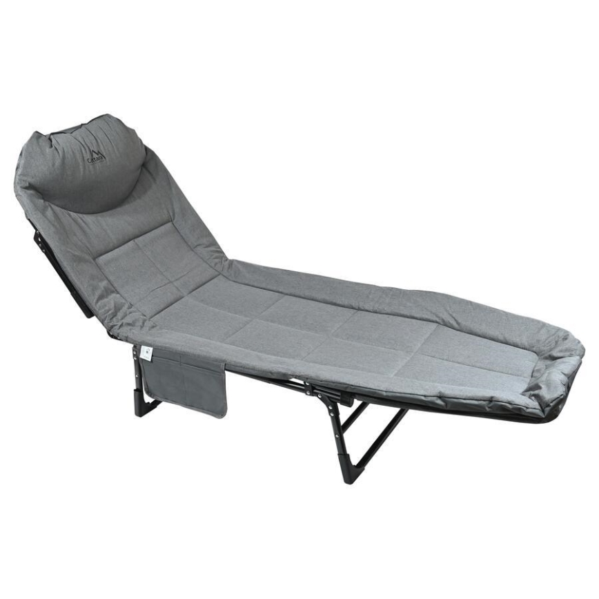 Folding adjustable camping lounger – grey