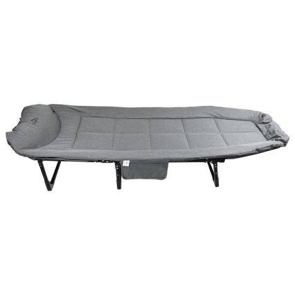 Folding adjustable camping lounger – grey