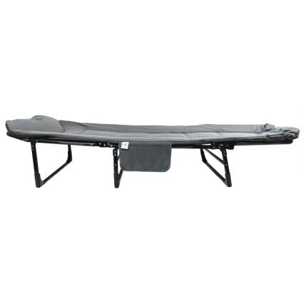 Folding adjustable camping lounger – grey