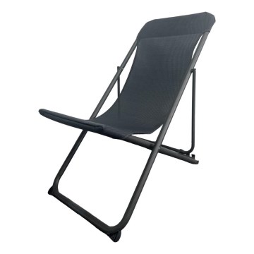 Folding camping lounger black