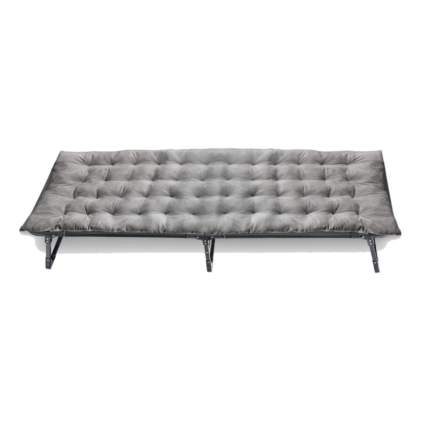 Folding camping lounger with mattress grey