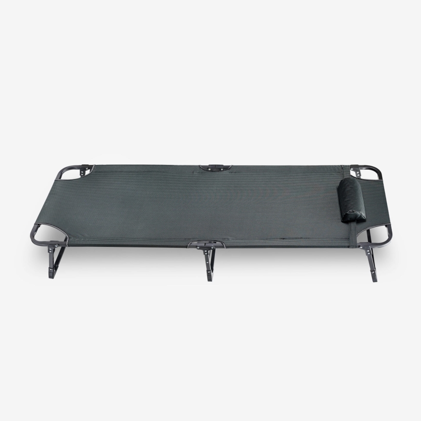Folding camping lounger with mattress grey