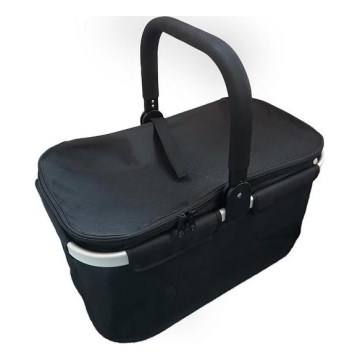 Folding camping picnic basket black