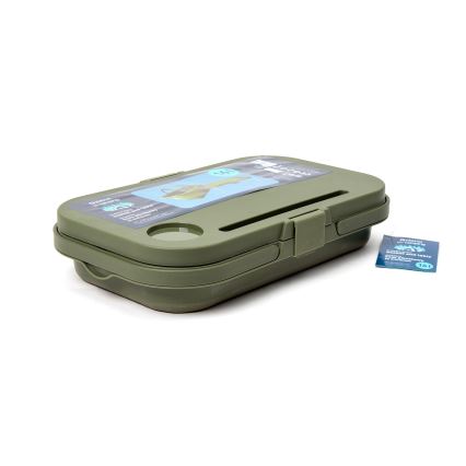 Folding camping picnic basket with a lid 2in1 green