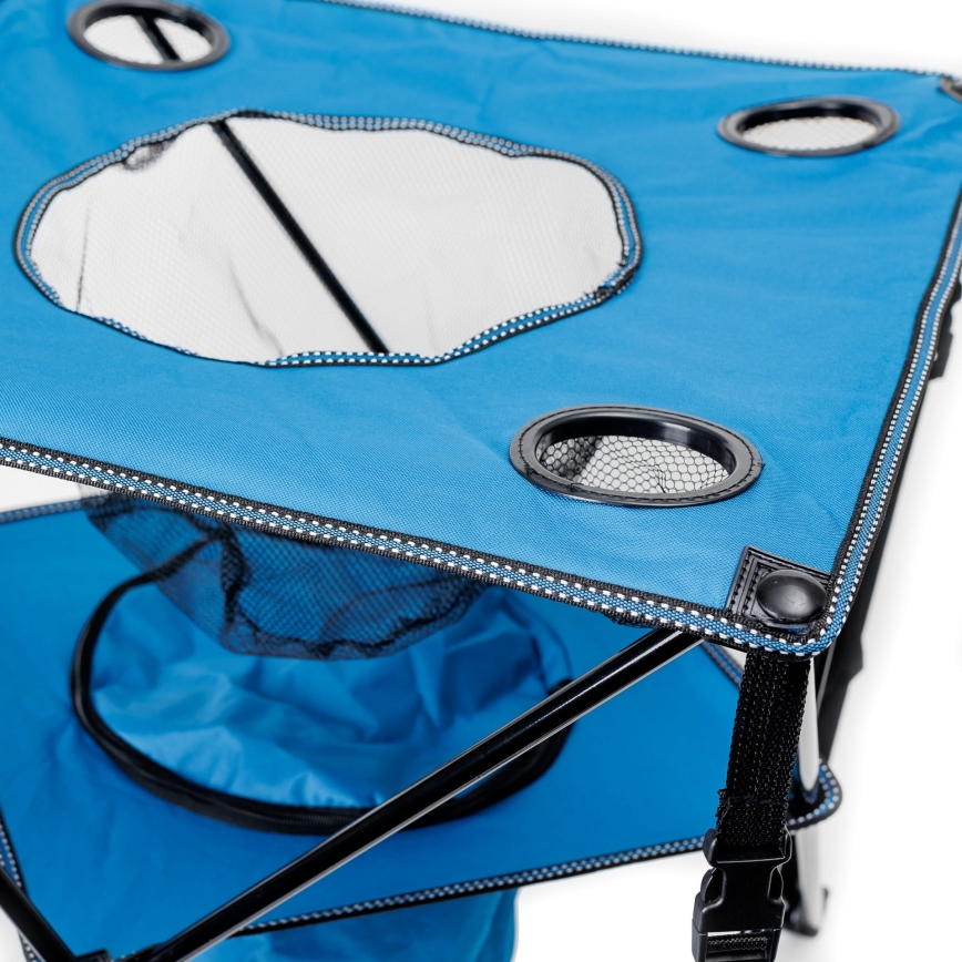 Folding camping table + 2x chair blue