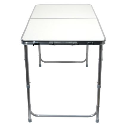 Folding camping table + 4x chair white/matte chrome
