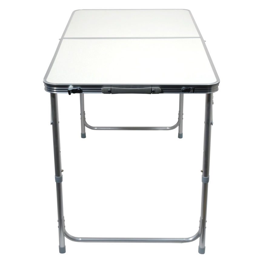 Folding camping table + 4x chair white/matte chrome