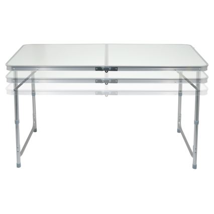 Folding camping table + 4x chair white/matte chrome