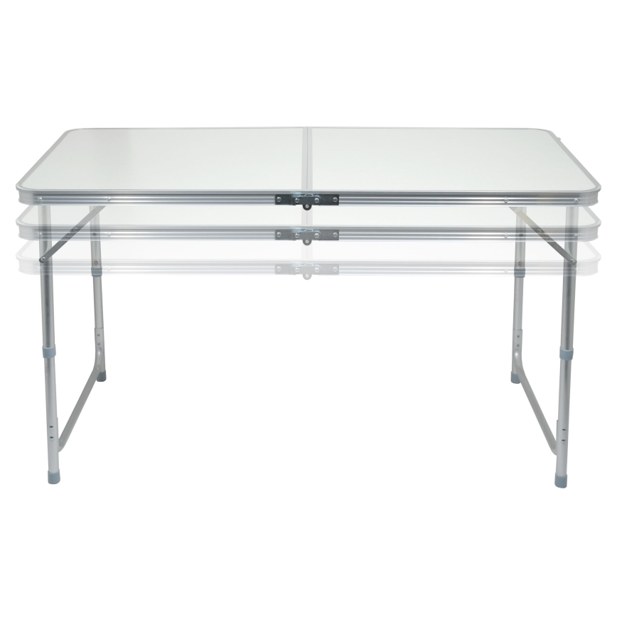Folding camping table + 4x chair white/matte chrome