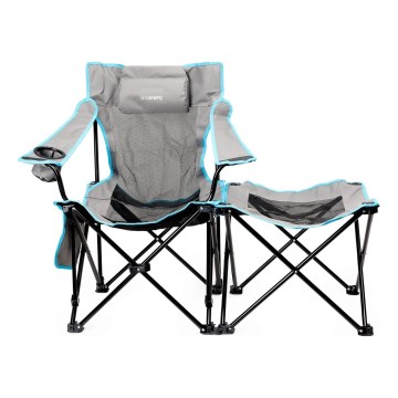 Folding camping table + chair grey/blue