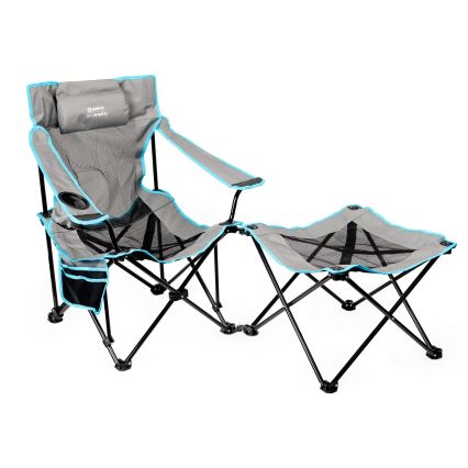 Folding camping table + chair grey/blue