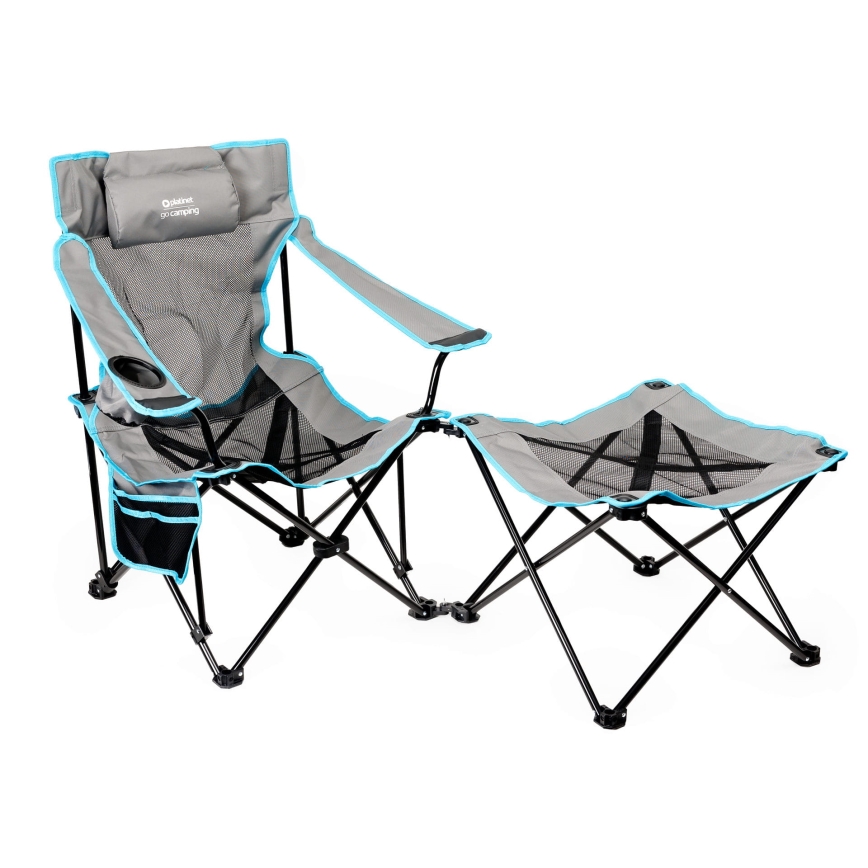 Folding camping table + chair grey/blue