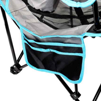 Folding camping table + chair grey/blue