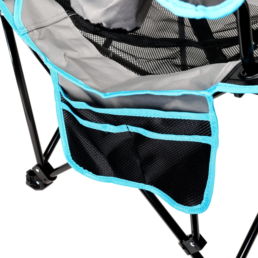 Folding camping table + chair grey/blue