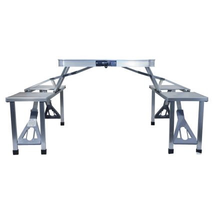 Folding camping table with chairs white/matte chrome