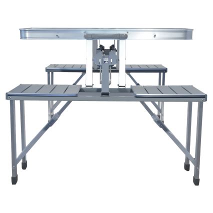 Folding camping table with chairs white/matte chrome