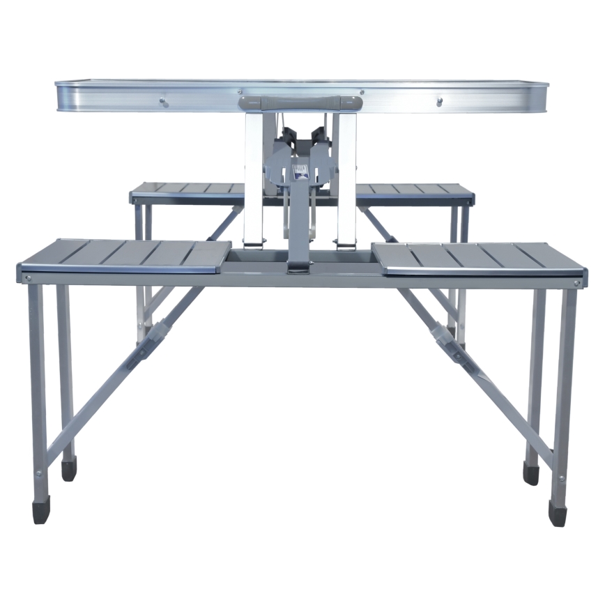 Folding camping table with chairs white/matte chrome