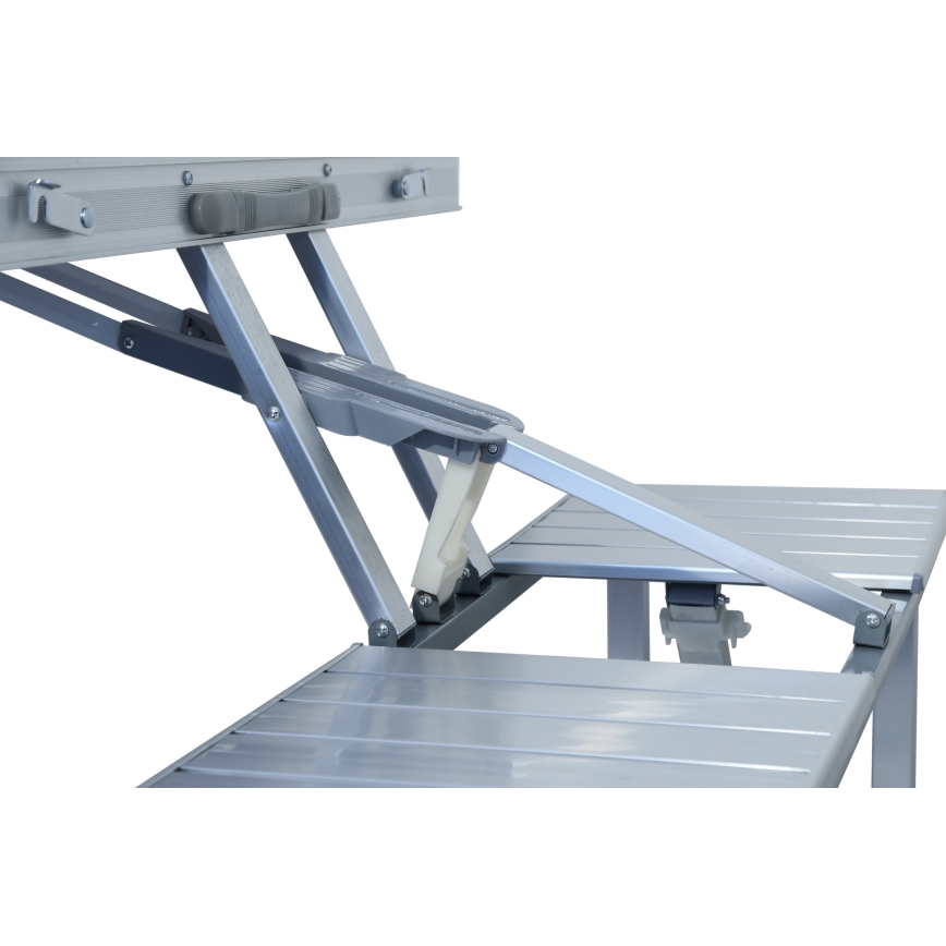 Folding camping table with chairs white/matte chrome
