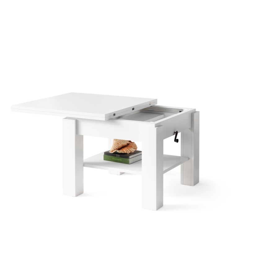 Folding coffee/dining table with lifting top CALEB white