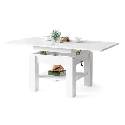 Folding coffee/dining table with lifting top CALEB white