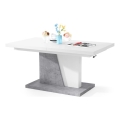 Folding coffee/dining table with lifting top NINO white/grey concrete