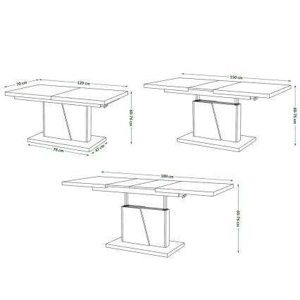 Folding coffee table with lifting top NINO grey