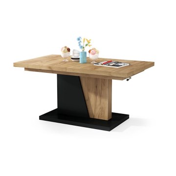Folding coffee table with lifting top NINO oak/black