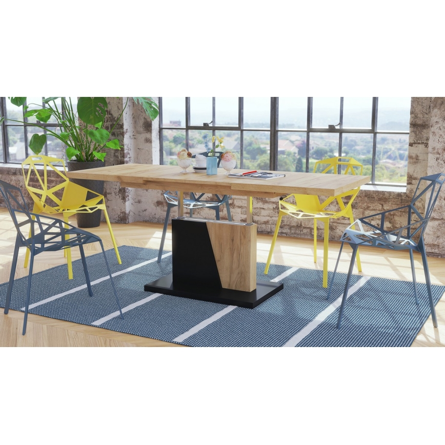 Folding coffee table with lifting top NINO oak/black