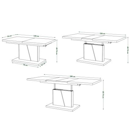 Folding coffee table with lifting top NINO oak/black