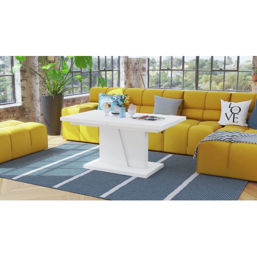 Folding coffee table with lifting top NINO white