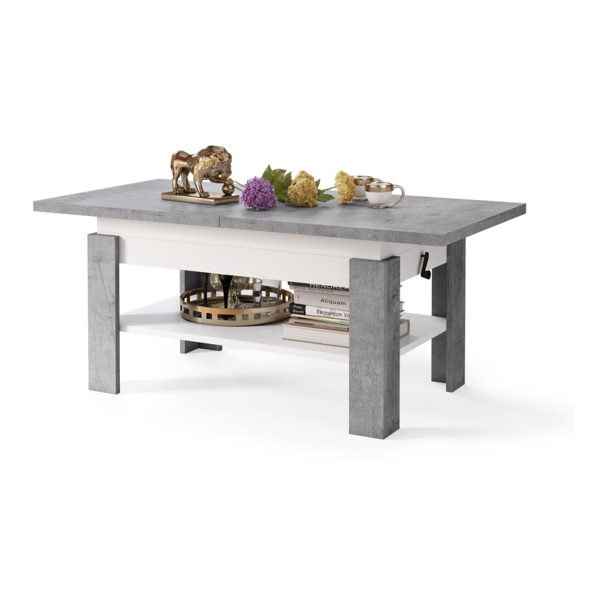 Folding coffee table with lifting top ROY grey/white