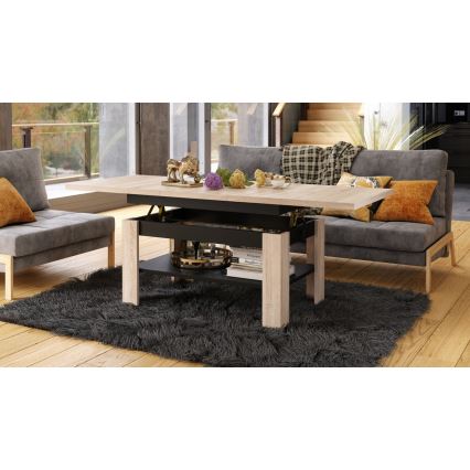 Folding coffee table with lifting top ROY oak/black