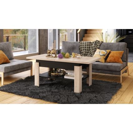 Folding coffee table with lifting top ROY oak/black